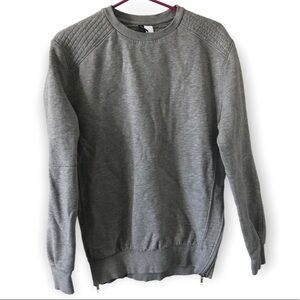 Divided cotton blend gray long sleeve sweater with side zippers